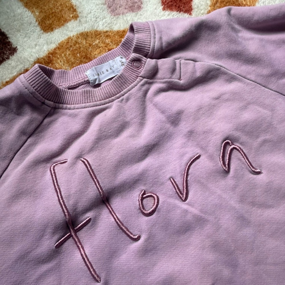 Jamie Kay Flora Embroidered Sweatshirt – Dusty Lilac Pink size 2 years 2y - Picture 2 of 5